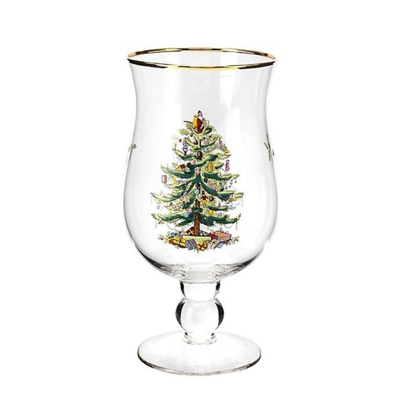 2 brand new Spode Christmas Tree 17.5 ounce TULIP Glasses ... 7.5 inches tall - Picture 2 of 3